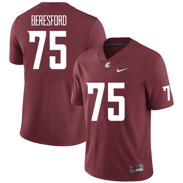 Men #75 Cade Beresford Washington State Cougars College Football Jerseys Sale-Crimson